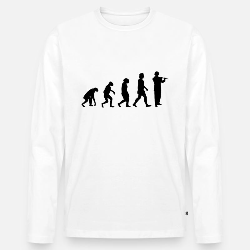 Flötist Evolution Querflöte Flöte - Männer Premium Bio Langarmshirt - Weiß
