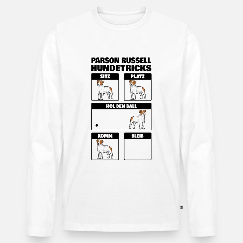 Parson Russell Terrier Hundetricks - Männer Premium Bio Langarmshirt - Weiß