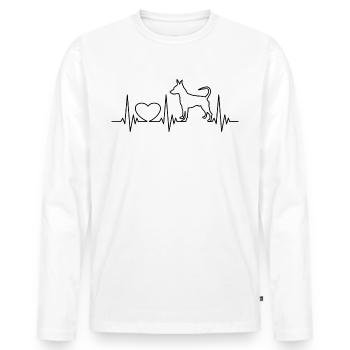 Rehpinscher Heartbeat Herzschlag Zwergpinscher - Männer Premium Bio Langarmshirt - Weiß - Vorne - Nico (187cm)