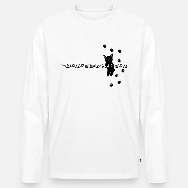 Träumerkatze - Männer Premium Bio Langarmshirt - Weiß