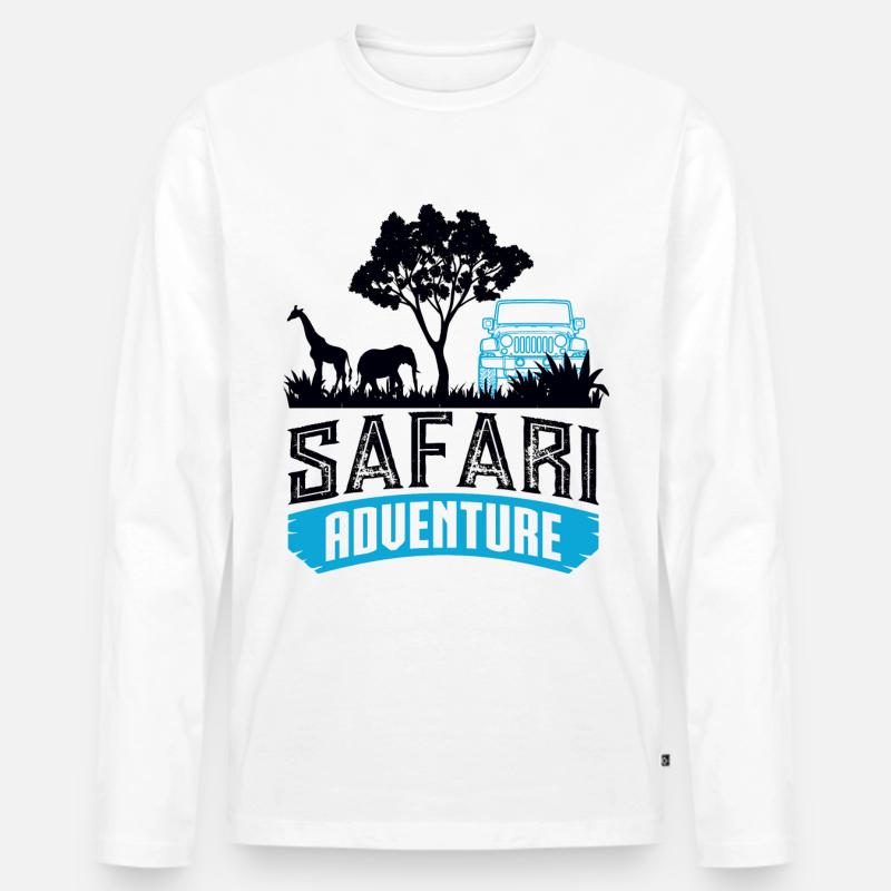 Safari Big five - Männer Premium Bio Langarmshirt - Weiß