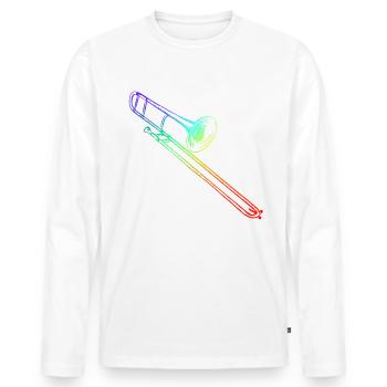 Posaune in Regenbogen - Männer Premium Bio Langarmshirt - Weiß - Vorne - Nico (187cm)