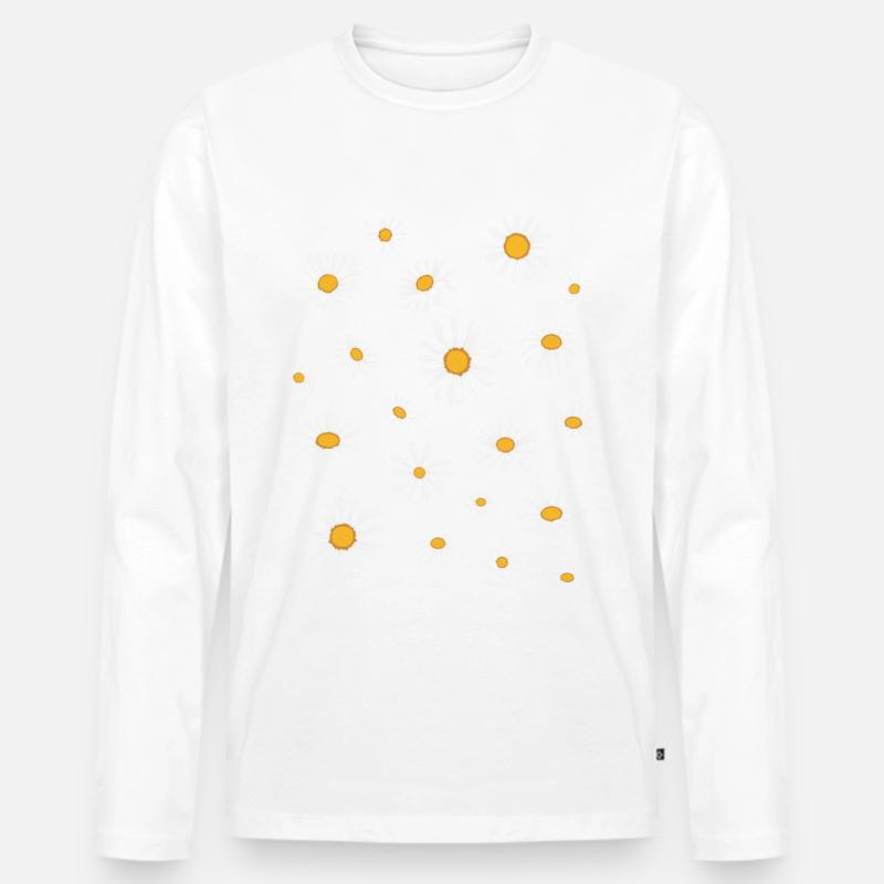 Gänseblümchen - Männer Premium Bio Langarmshirt - Weiß