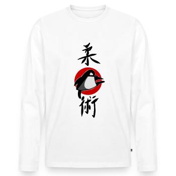 funny Ju Jutsu Penguin Comic Jiu Jitsu Shirt - Men's Premium Organic Long Sleeve Shirt - white - Front - Nico (187cm)