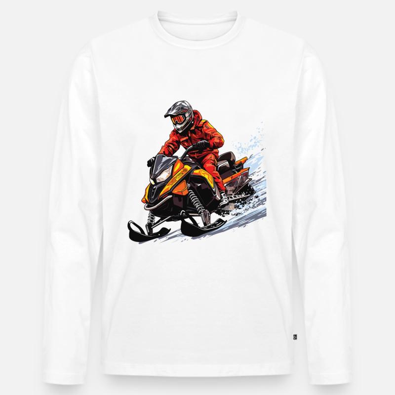 Ski-Doo, Freeride-Schneemobil - Männer Premium Bio Langarmshirt - Weiß