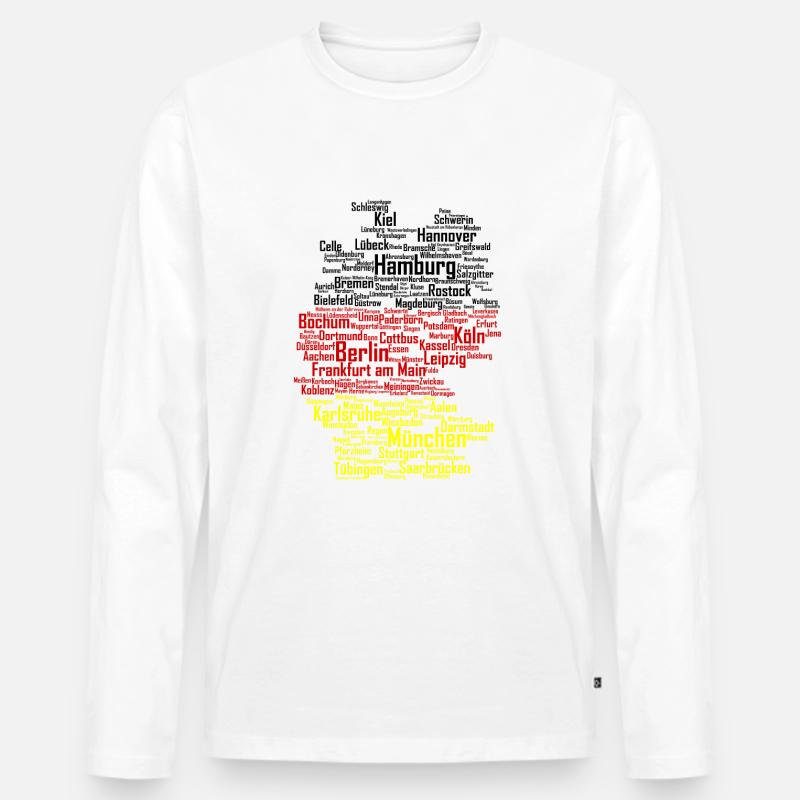 Deutschland Staedte - Männer Premium Bio Langarmshirt - Weiß