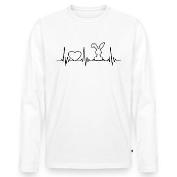 Hase Herzschlag Heartbeat süßes Kaninchen Geschenk - Männer Premium Bio Langarmshirt - Weiß - Vorne - Nico (187cm)