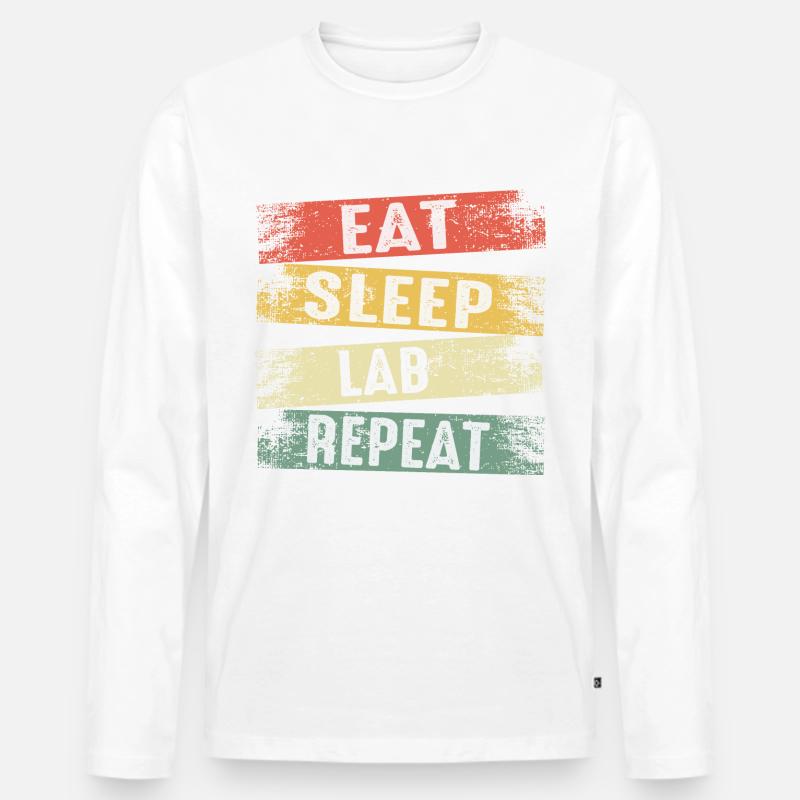 Eat sleep lab repeat - Männer Premium Bio Langarmshirt - Weiß