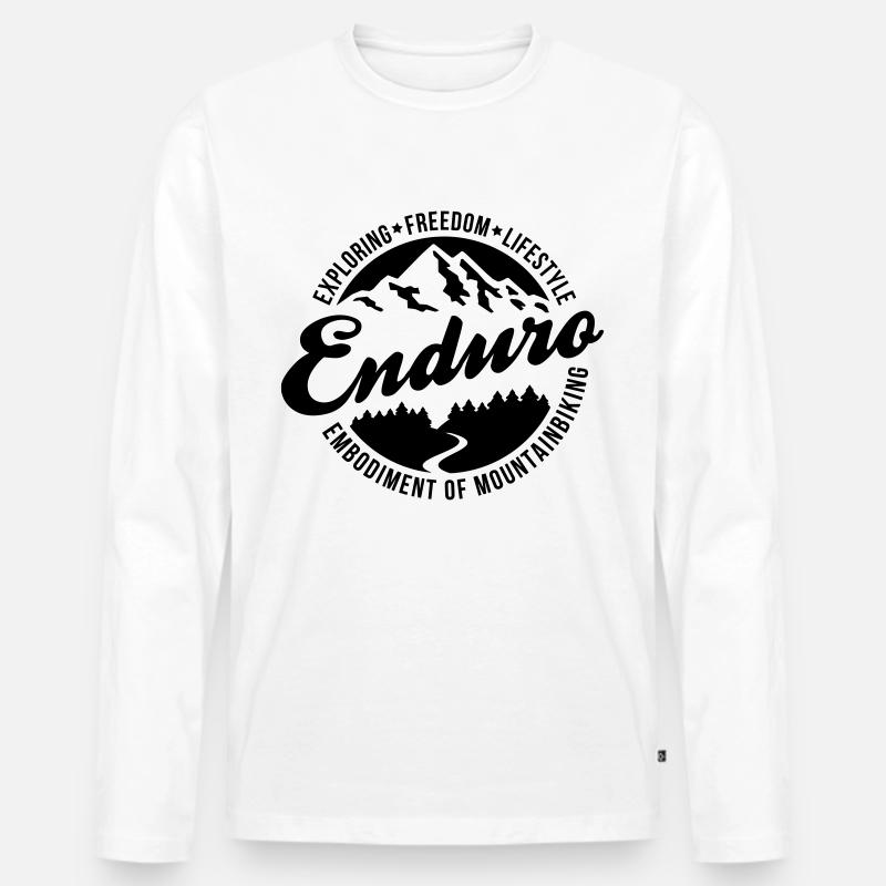 Enduro Mountainbiking - Männer Premium Bio Langarmshirt - Weiß