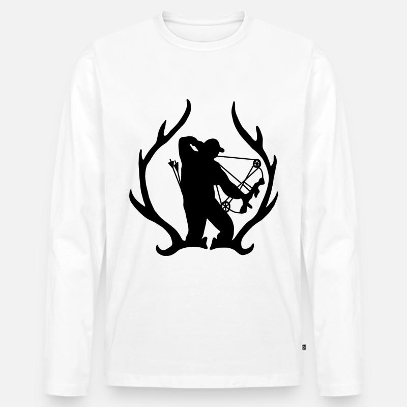 Jäger Bogen Sport - Männer Premium Bio Langarmshirt - Weiß