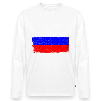 DRAPEAU RUSSIE Cadeau Drapeau de la Russie pour РОССИЯ - T-shirt manches longues Premium bio Homme - blanc - Devant - Nico (187cm)