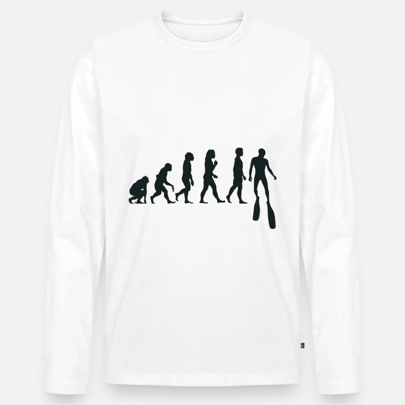 Freitauchen Evolution Apnoetaucher Freitaucher - Männer Premium Bio Langarmshirt - Weiß