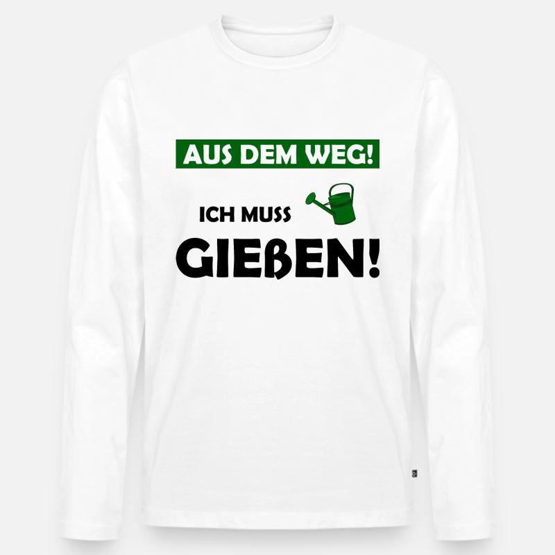 Garten gießen - Männer Premium Bio Langarmshirt - Weiß