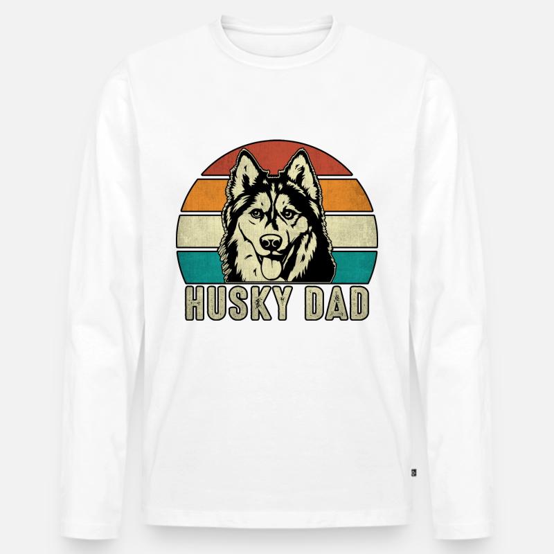 Husky Dad - Männer Premium Bio Langarmshirt - Weiß