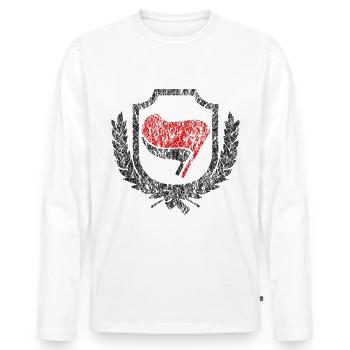antifa symbol - Men's Premium Organic Long Sleeve Shirt - white - Front - Nico (187cm)