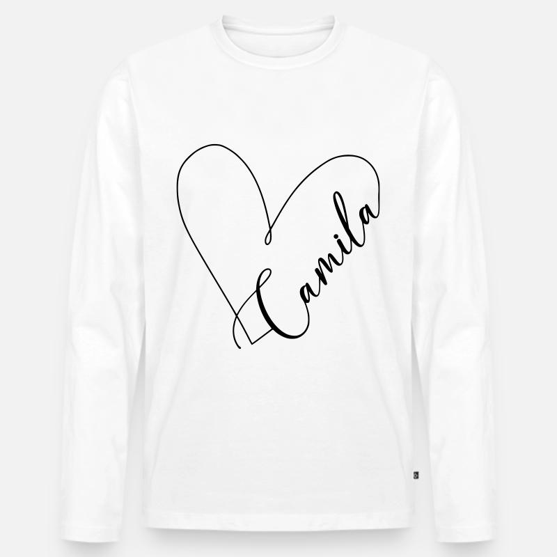 Camila Name Herzlinie - Männer Premium Bio Langarmshirt - Weiß