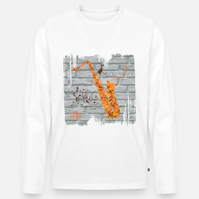 saxophon e 212 - Männer Premium Bio Langarmshirt - Weiß