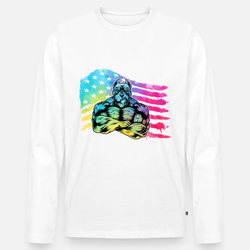 Pitbull USA - Männer Premium Bio Langarmshirt - Weiß