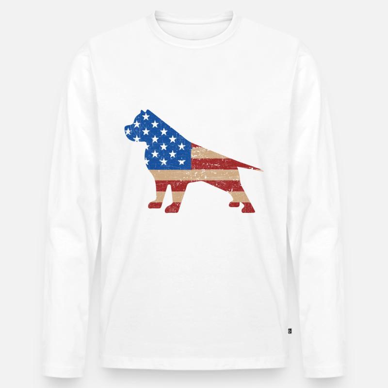 Pitbull USA - Männer Premium Bio Langarmshirt - Weiß