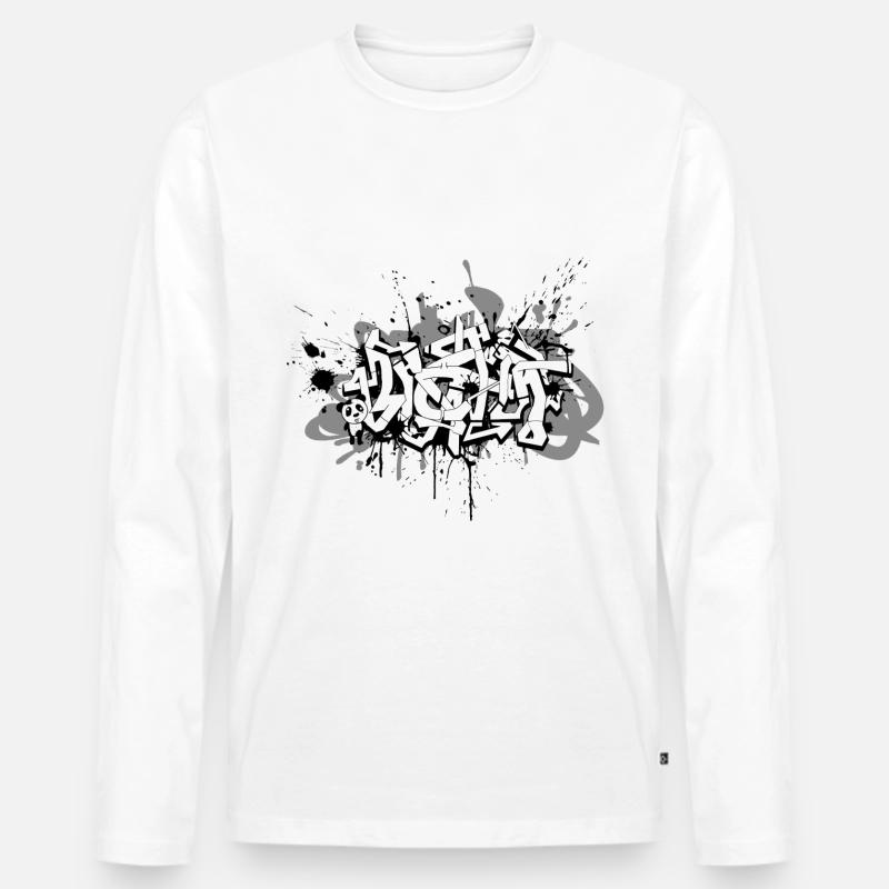 Graffiti - Männer Premium Bio Langarmshirt - Weiß