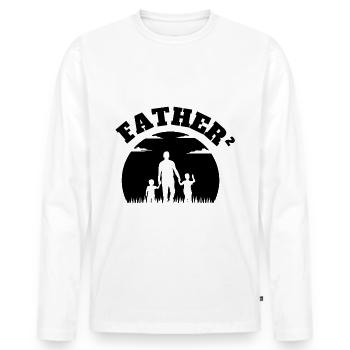Le Papa qui Marche² 2 Fils Noir - T-shirt manches longues Premium bio Homme - blanc - Devant - Nico (187cm)