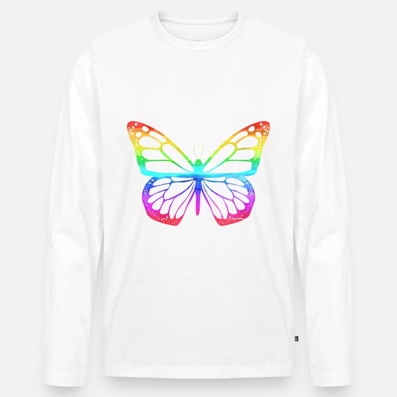 Schmetterling Geschenke Falter Schmetterlinge - Männer Premium Bio Langarmshirt - Weiß