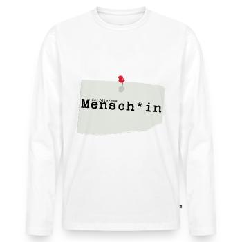 menschin hell - Männer Premium Bio Langarmshirt - Weiß - Vorne - Nico (187cm)