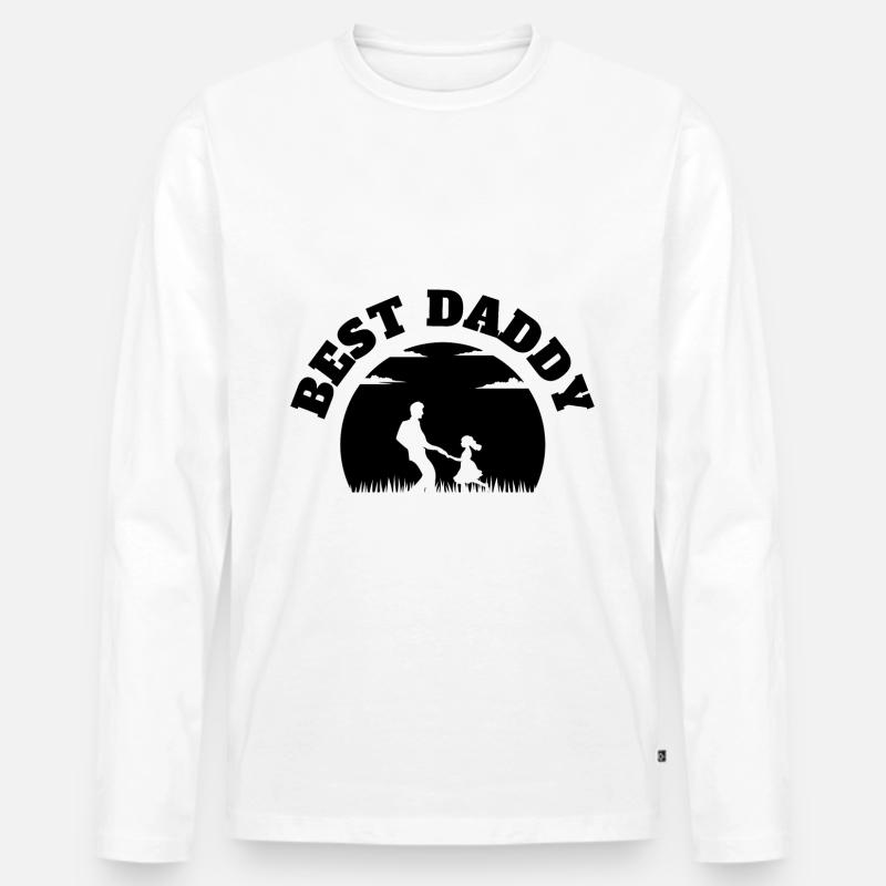 Best Daddy Black - Männer Premium Bio Langarmshirt - Weiß