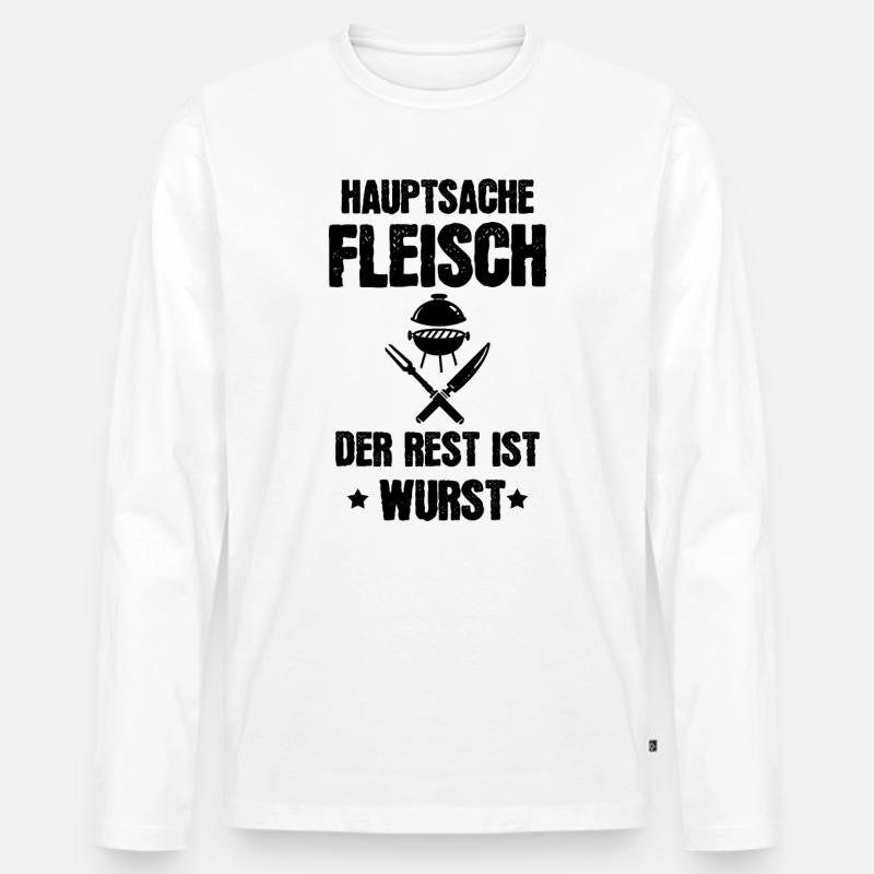 Lustiger Grillspruch Geschenkidee - Männer Premium Bio Langarmshirt - Weiß