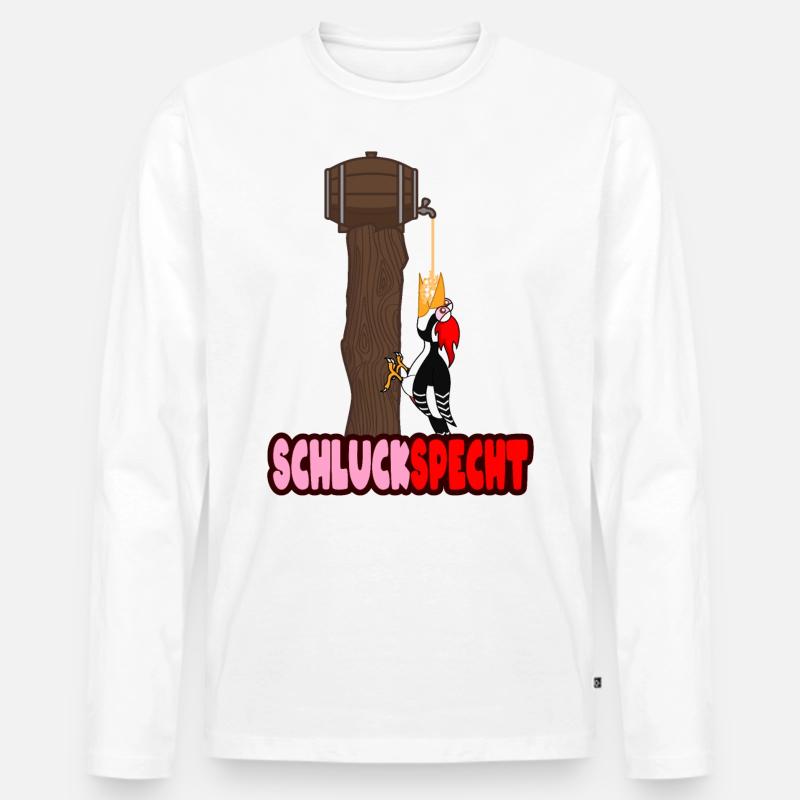 Schluckspecht Geschenkidee - Männer Premium Bio Langarmshirt - Weiß