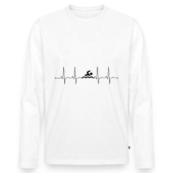 battement de cœur nage - T-shirt manches longues Premium bio Homme - blanc - Devant - Nico (187cm)