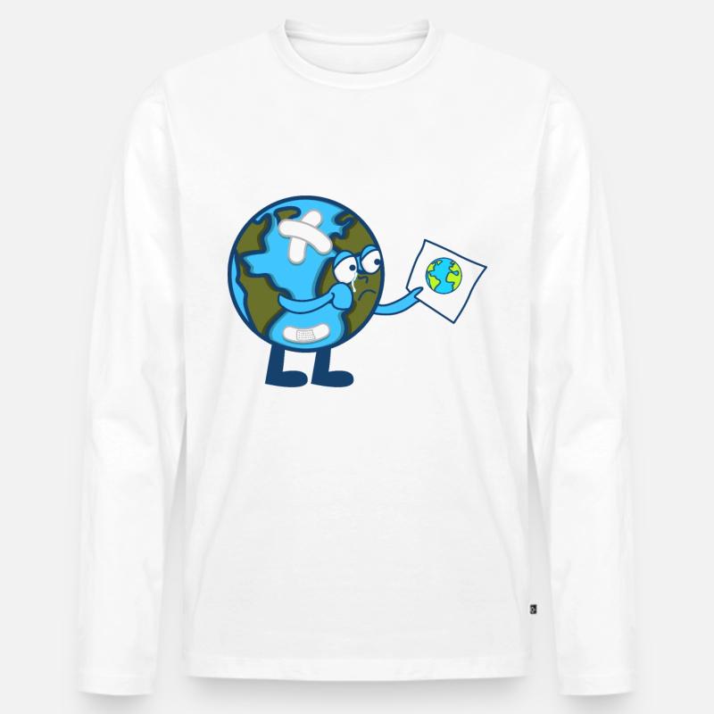 Rettet die Erde Umweltschutz Geschenkidee - Männer Premium Bio Langarmshirt - Weiß