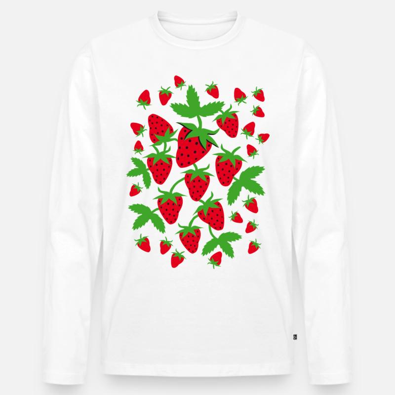 Erdbeeren Strawberries - Männer Premium Bio Langarmshirt - Weiß