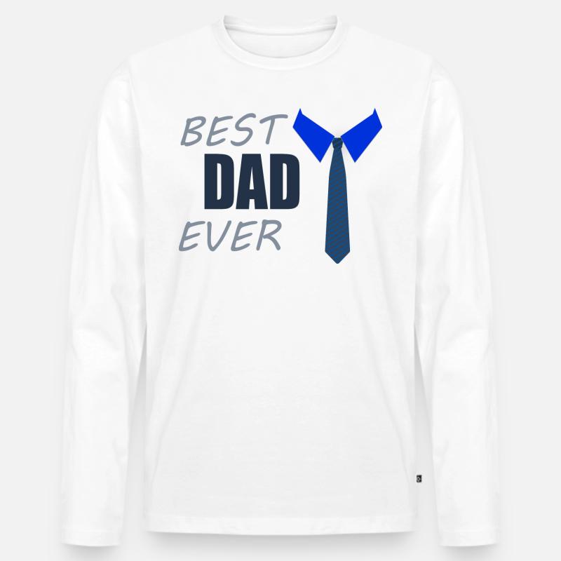 BEST DAD EVER - Männer Premium Bio Langarmshirt - Weiß