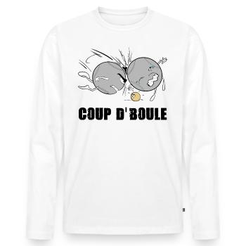 Pétanque coup de boule - T-shirt manches longues Premium bio Homme - blanc - Devant - Nico (187cm)