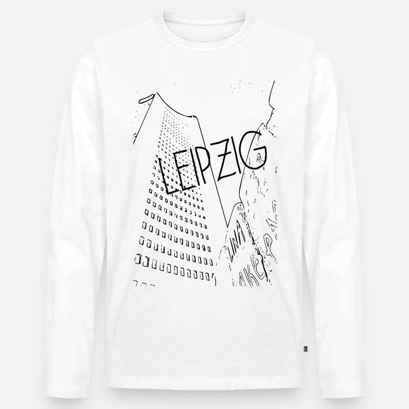 Leipzig Zentrum - Männer Premium Bio Langarmshirt - Weiß