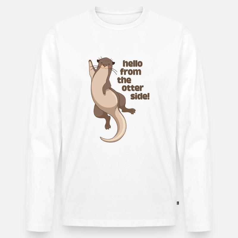 hello from the otter side - Männer Premium Bio Langarmshirt - Weiß