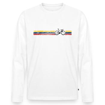 Cyclist Flag Colombia Colombian CO Bike Racing - Men's Premium Organic Long Sleeve Shirt - white - Front - Nico (187cm)