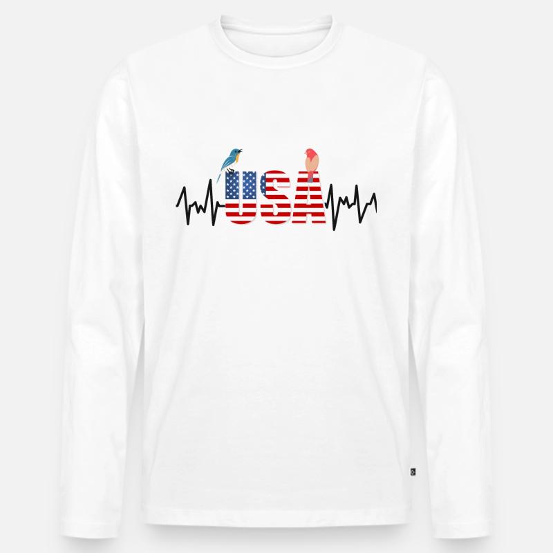 USA - Männer Premium Bio Langarmshirt - Weiß