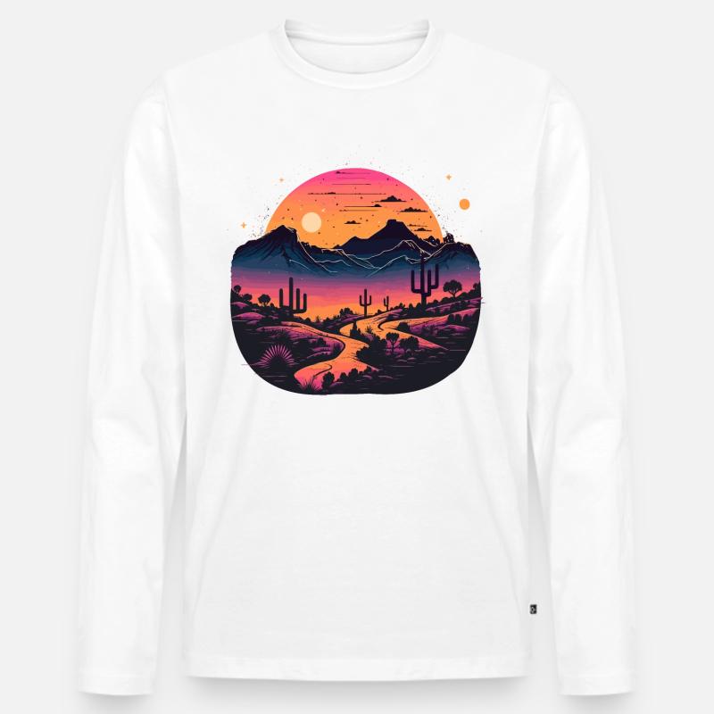 Synthwave-Wüste - Männer Premium Bio Langarmshirt - Weiß