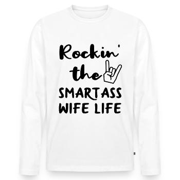 Wife housewife gift - Men's Premium Organic Long Sleeve Shirt - white - Front - Nico (187cm)