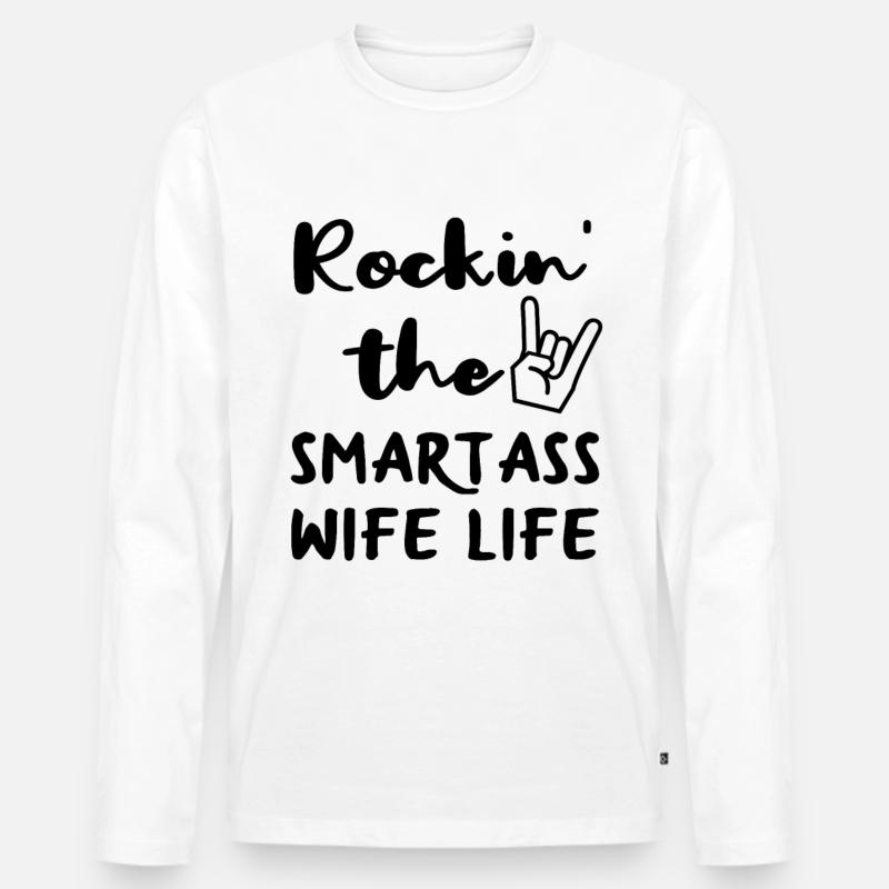 Ehefrau Hausfrau Geschenk - Männer Premium Bio Langarmshirt - Weiß