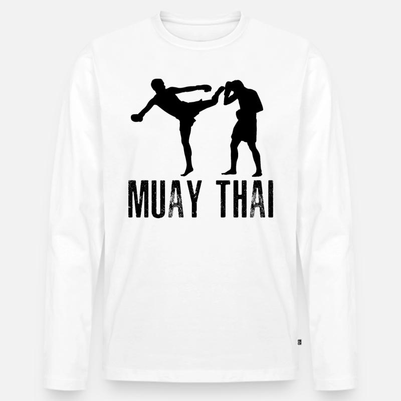 Muay Thai - Männer Premium Bio Langarmshirt - Weiß