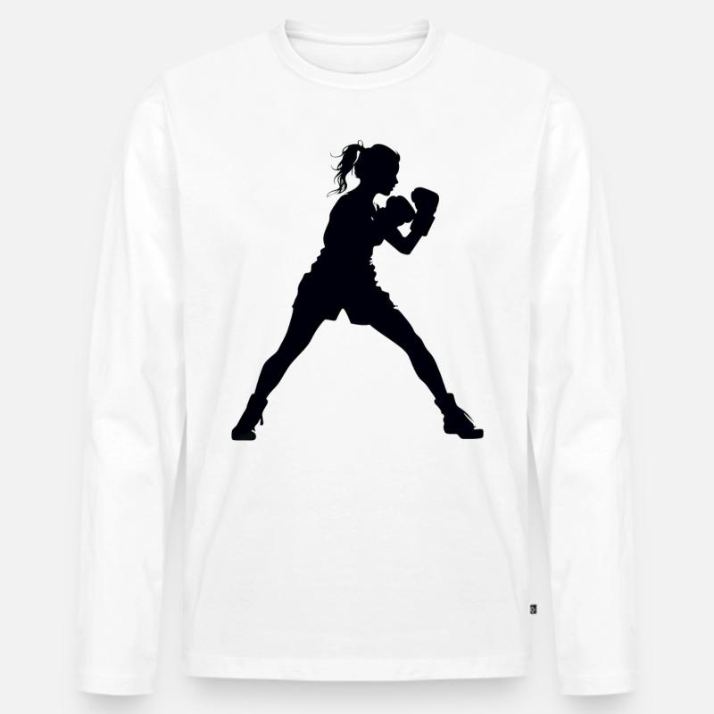 Frau Mädchen Boxen - Männer Premium Bio Langarmshirt - Weiß