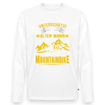 Mountainbike MTB Bike Geschenkidee - Männer Premium Bio Langarmshirt - Weiß - Vorne - Nico (187cm)