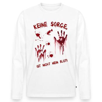 Ist nicht mein Blut - Männer Premium Bio Langarmshirt - Weiß - Vorne - Nico (187cm)
