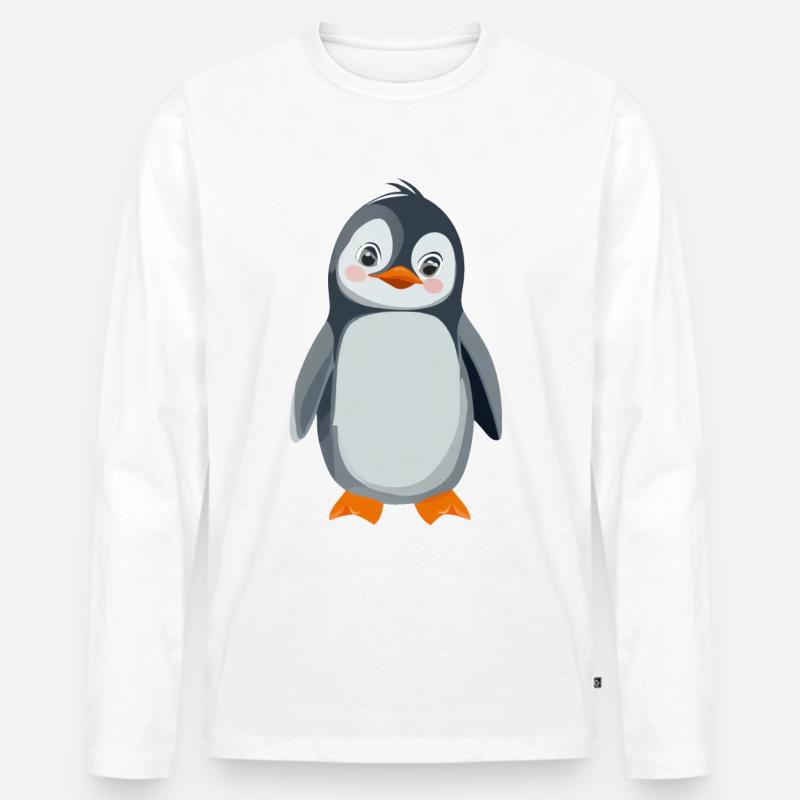 Pinguin - Männer Premium Bio Langarmshirt - Weiß
