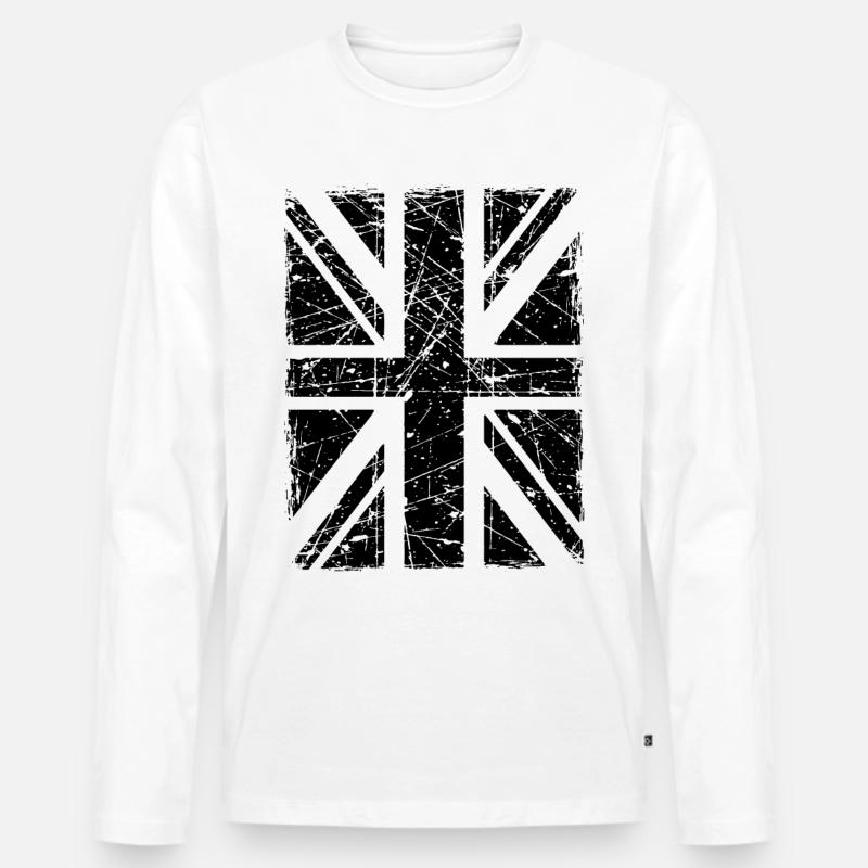Union Jack - Männer Premium Bio Langarmshirt - Weiß