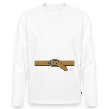 belt g1 - Men's Premium Organic Long Sleeve Shirt - white - Front - Nico (187cm)