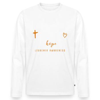 Leukämie-Blutkrebs-Überlebendbewusstsein bekämpfen - Männer Premium Bio Langarmshirt - Weiß - Vorne - Nico (187cm)